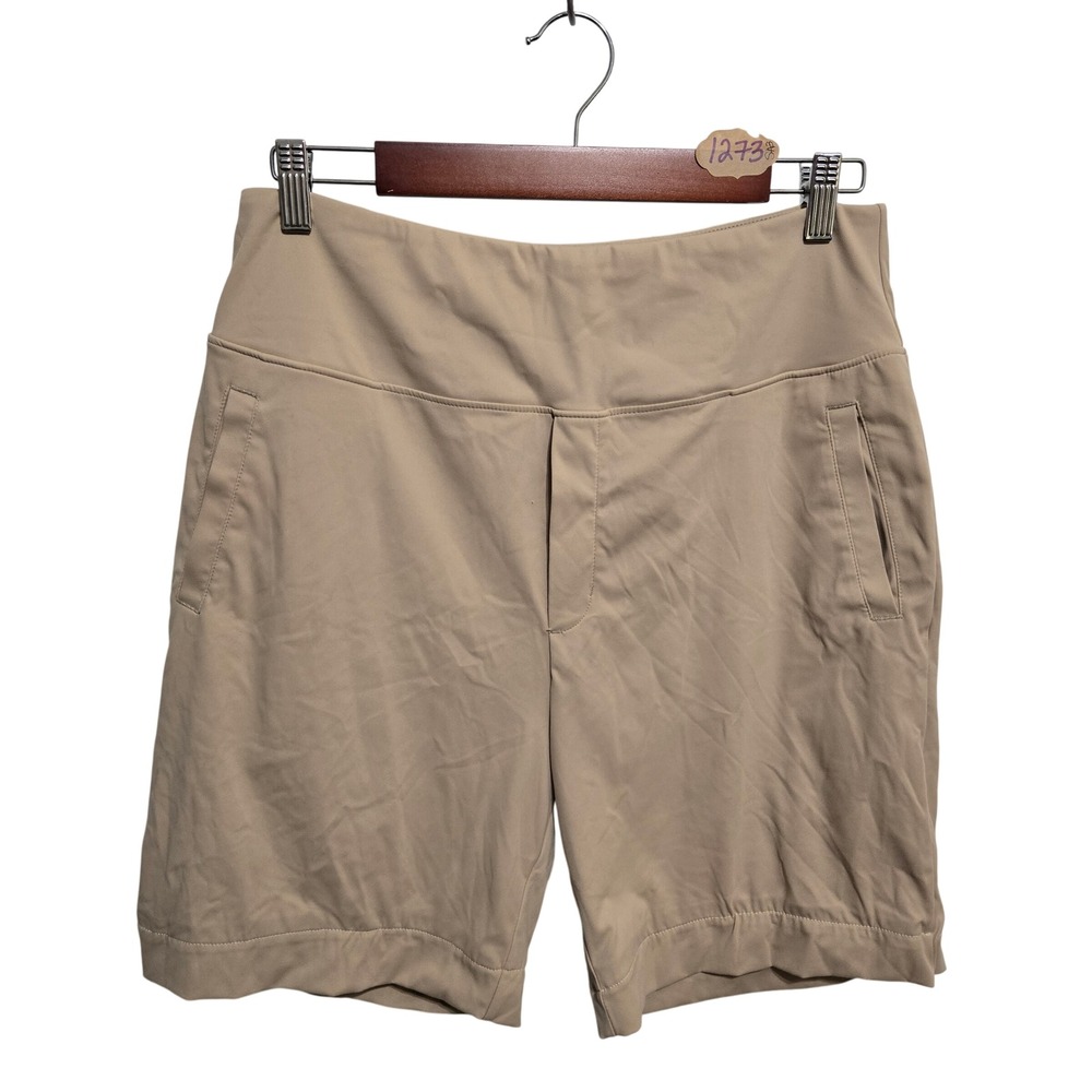 Santiny Womens XL Khaki Tan Athletic Hiking Golf Shorts High Waisted Stretch